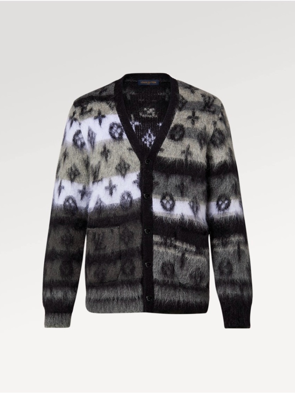 Louis Vuitton Black and Gray Monogram Fuzzy Cardigan
